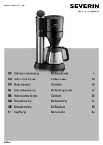 Brugsanvisning Severin KA 5743 Kaffemaskine