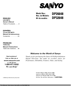 Manual Sanyo DP32648 LCD Television