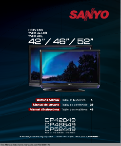 Mode d’emploi Sanyo DP42849 Téléviseur LCD