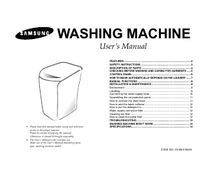 Manual Samsung WA10R3 Washing Machine
