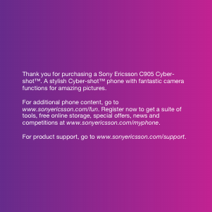 Bruksanvisning Sony Ericsson C905 Mobiltelefon