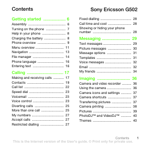 Bruksanvisning Sony Ericsson G502 Mobiltelefon