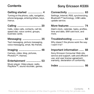 Handleiding Sony Ericsson K530 Mobiele telefoon