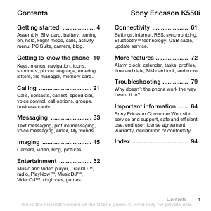 Handleiding Sony Ericsson K550 Mobiele telefoon