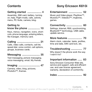 Bruksanvisning Sony Ericsson K610 Mobiltelefon