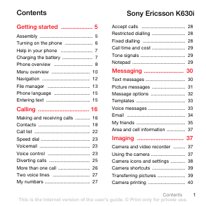 Bruksanvisning Sony Ericsson K630i Mobiltelefon