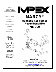 Handleiding Impex ME-709 Hometrainer