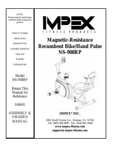 Handleiding Impex NS-908RP Hometrainer