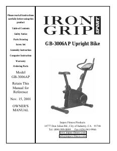 Handleiding Iron Grip GB-3006AP Hometrainer