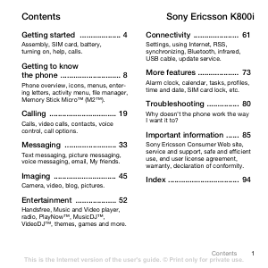 Handleiding Sony Ericsson K800 Mobiele telefoon