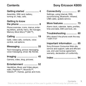 Bruksanvisning Sony Ericsson K800 Mobiltelefon