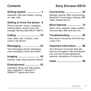 Handleiding Sony Ericsson K810 Mobiele telefoon