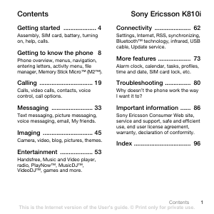 Bruksanvisning Sony Ericsson K810 Mobiltelefon