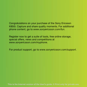 Bruksanvisning Sony Ericsson K850 Mobiltelefon