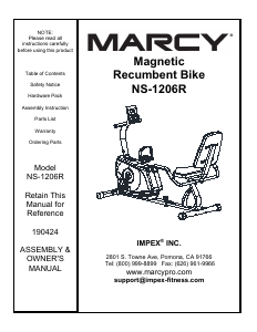 Handleiding Marcy NS-1206R Hometrainer