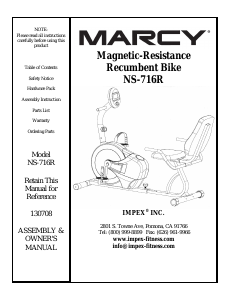 Manual Marcy NS-716R Exercise Bike