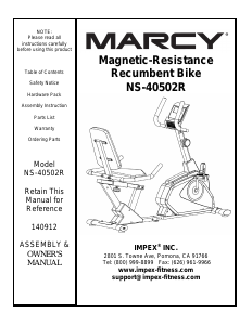 Handleiding Marcy NS-40502R Hometrainer