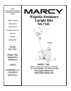 Manual Marcy NS-714U Exercise Bike