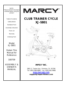 Handleiding Marcy XJ-5801 Hometrainer