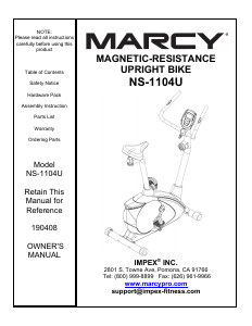 Manual Marcy NS-1104U Exercise Bike
