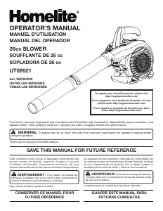 Manual de uso Homelite UT09521 Soplador de hojas