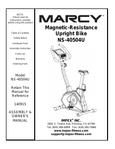 Handleiding Marcy NS-40504U Hometrainer