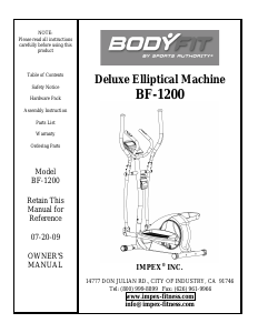 Handleiding Body Fit BF-1200 Crosstrainer
