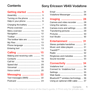 Handleiding Sony Ericsson V640 Mobiele telefoon
