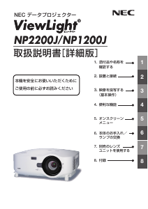 説明書 日本電気 NP1200J プロジェクター