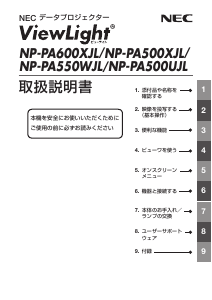 説明書 日本電気 NP-PA500XJL プロジェクター