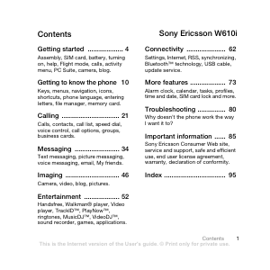 Bruksanvisning Sony Ericsson W610 Mobiltelefon