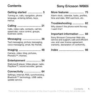 Bruksanvisning Sony Ericsson W660 Mobiltelefon