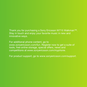 Bruksanvisning Sony Ericsson W715 Mobiltelefon