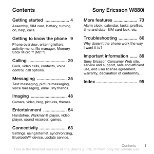 Bruksanvisning Sony Ericsson W880 Mobiltelefon