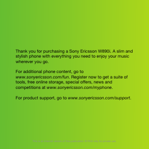 Bruksanvisning Sony Ericsson W890 Mobiltelefon