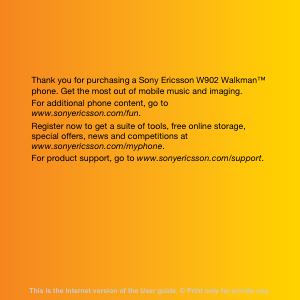 Bruksanvisning Sony Ericsson W902 Mobiltelefon