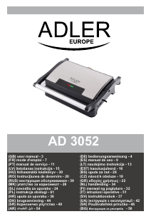 Manual Adler AD 3052 Grelhador de contacto