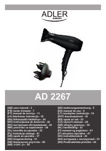Instrukcja Adler AD 2267 Suszarka do włosów