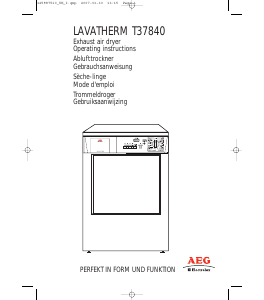 Mode d’emploi AEG-Electrolux T37840 Sèche-linge