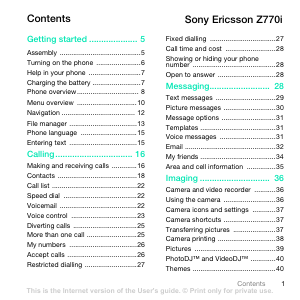 Bruksanvisning Sony Ericsson Z770 Mobiltelefon