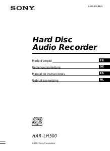 Handleiding Sony HAR-LH500 Harde schijf