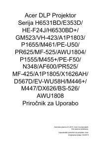 Priročnik Acer GM523 Projektor