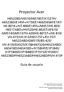 Manual de uso Acer H6523ABDP Proyector