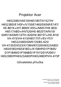 Manuál Acer H6523ABDP Projektor