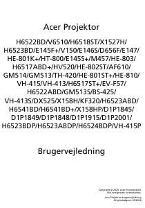 Brugsanvisning Acer H6523ABDP Projektor