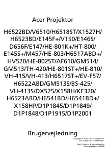 Brugsanvisning Acer H6523BD Projektor