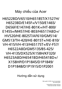 Hướng dẫn sử dụng Acer H6523BDX Máy chiếu