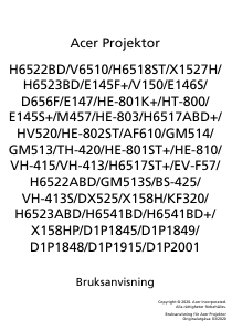 Bruksanvisning Acer H6541BD Projektor