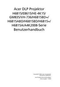 Bedienungsanleitung Acer H6815 Projektor