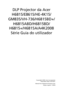 Manual Acer H6815 Projetor